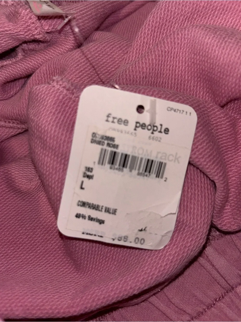 Free People Pink Elastic-Waist Jogger Lounge Athletic Casual Back To School
